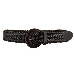 1828 Women Wide Full Grain Leather Handwoven Braided Concho Belt (dark